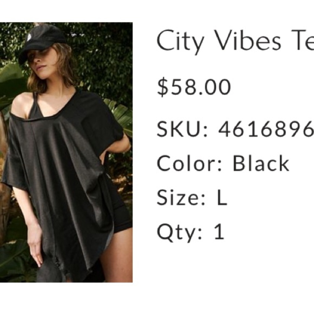 FP Movement by Free People Black Short Sleeve Tee